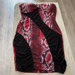 Entry Strapless Snake Print Mini Dress
